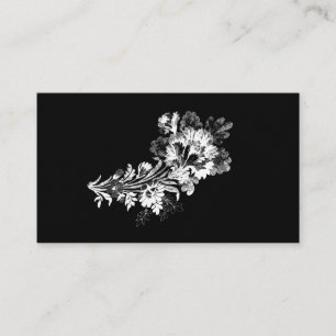 Hand drawn bouquet of flowers realistic black business card