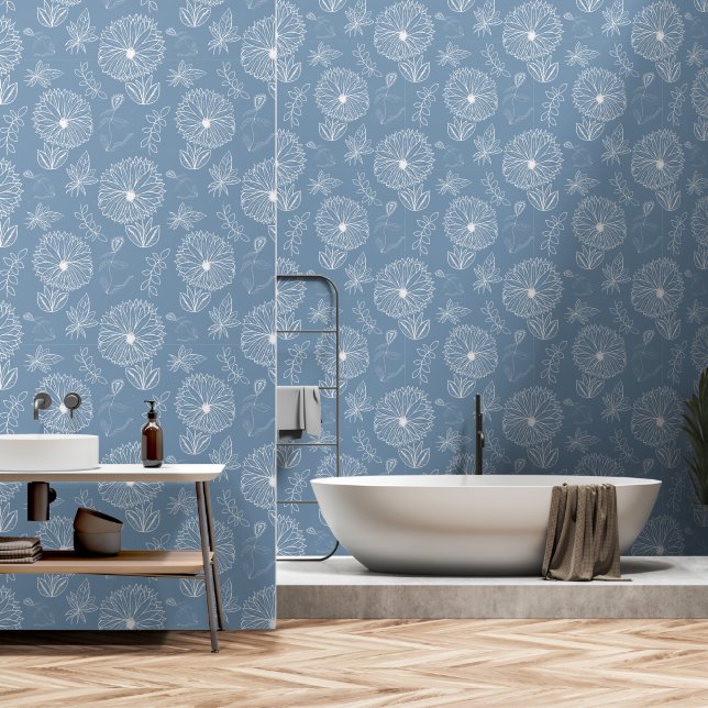 Hand Drawn Bouquet Wallpaper (Bathroom)