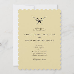 Hand Drawn Bow Butter Yellow QR Wedding Invitation