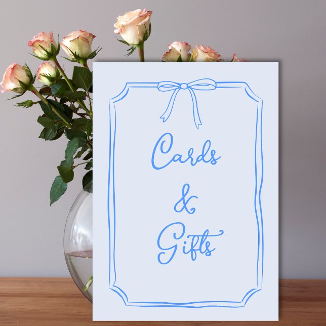 Hand Drawn Bow Coquette Blue Cards and Gifts Sign (Creator Uploaded)