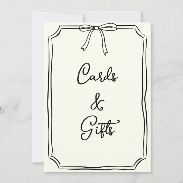 Hand Drawn Bow Coquette Chic Cards and Gifts Sign (Front)