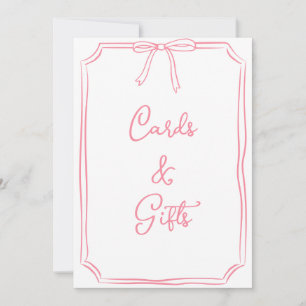 Hand Drawn Bow Coquette Pink Cards and Gifts Sign