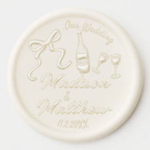 Hand Drawn Bow Doodle Wine Wedding Logo Monogram