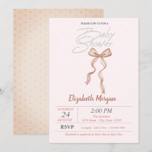 Hand Drawn Bow Dotted Shower Invitation