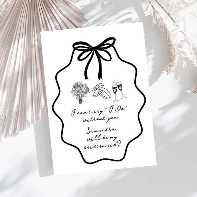 Hand Drawn Bow Floral Bridesmaid Proposal Invitation (Creator Uploaded)
