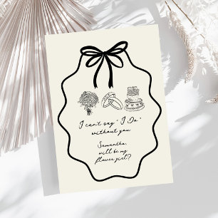 Hand Drawn Bow Floral Flower Girl Proposal Invitation