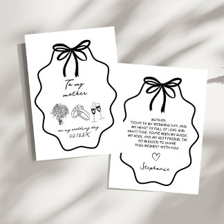 Hand Drawn Bow Floral To My Mother On My Wedding Invitation