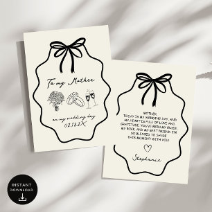 Hand Drawn Bow Floral To My Mother On My Wedding  Invitation