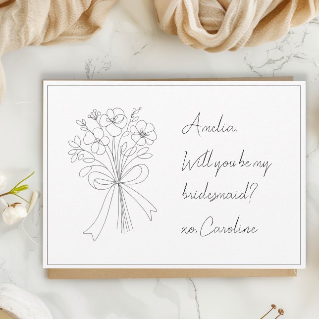 Hand-drawn bow & flower bridesmaid proposal card (Creator Uploaded)