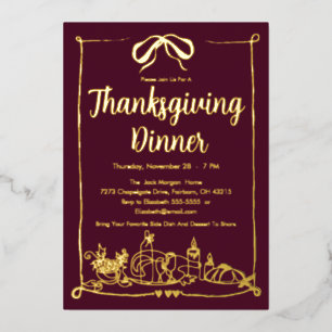 Hand Drawn Bow Frame Feast Thanksgiving Dinner