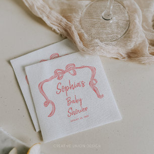 Hand Drawn Bow Girl Baby Shower Napkins