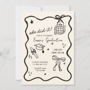 Hand drawn  bow Graduation Announcement