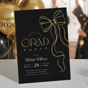 Hand Drawn Bow Graduation Invitation