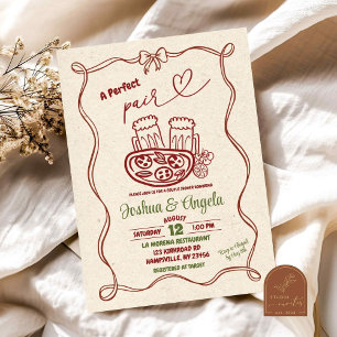 Hand Drawn Bow Perfect Pair Couple Bridal Shower Invitation
