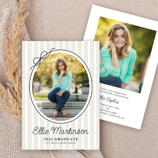 Hand Drawn Bow Photo Graduation Party Invitation