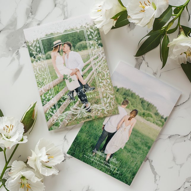 Hand Drawn Bow/Photo Save the Date (Creator Uploaded)