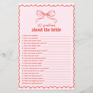 Hand Drawn Bow Red & Pink 20 Questions About Bride