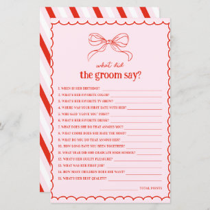Hand Drawn Bow Red & Pink What Did the Groom Say
