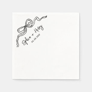 Hand Drawn Bow Simple Cocktail Wedding  Napkin