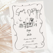 Hand Drawn Bow Squiggle Scribble Wedding 