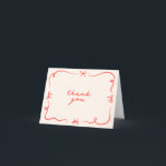 Hand Drawn Bow Thank You Card<br><div class="desc">This hand drawn thank you card template featuring cute hand drawn elements and a retro themed font pairing. Edit all wording and colours to make this invitation card fit your own personal style   event theme.</div>
