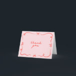 Hand Drawn Bow Thank You Card<br><div class="desc">This hand drawn thank you card template featuring cute hand drawn elements and a retro themed font pairing. Edit all wording and colours to make this invitation card fit your own personal style   event theme.</div>