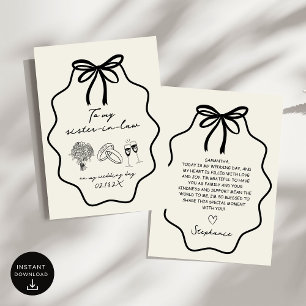 Hand Drawn Bow To My Sister in Law On My Wedding Invitation