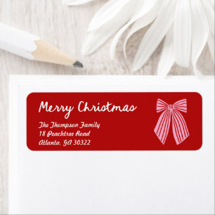 Hand Drawn Bow Trendy Red Christmas Return Address