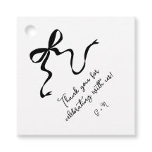 Hand drawn Bow Wedding Favour Tags