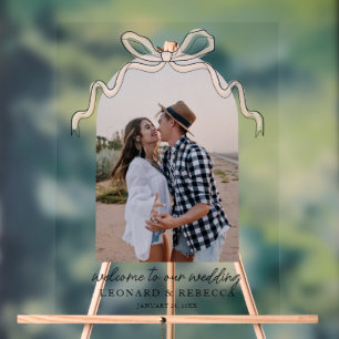 Hand drawn Bow Wedding photo Acrylic Sign
