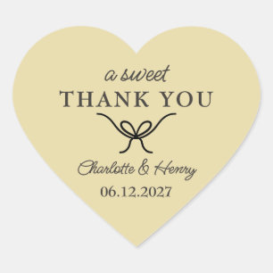 Hand Drawn Bow Wedding Thank You Heart Sticker