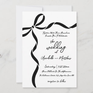 Hand Drawn Bow Whimsical Wedding Invitation