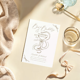 Hand Drawn Bows & Bubbly Cocktail Bridal Shower Invitation