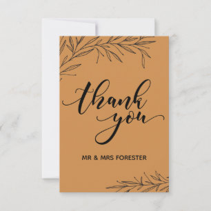 Hand Drawn Branch Flat Thank You Card