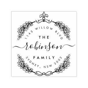 Hand Drawn Branches Family Name Return Address Self-inking Stamp