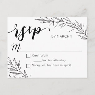 Hand Drawn Branches Wedding Postcard RSVP
