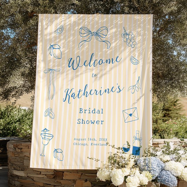 Hand Drawn Bridal Shower Backdrop Tapestry (Creator Uploaded)