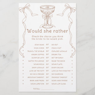 Hand drawn bridal shower Would she rather game