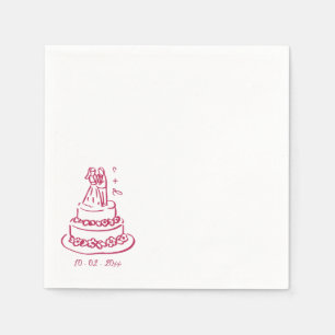 Hand Drawn Bride and Groom wadding Napkin