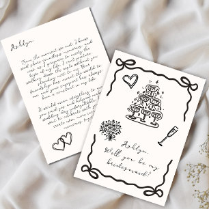 Hand Drawn Bridesmaids Proposal Card for Wedding