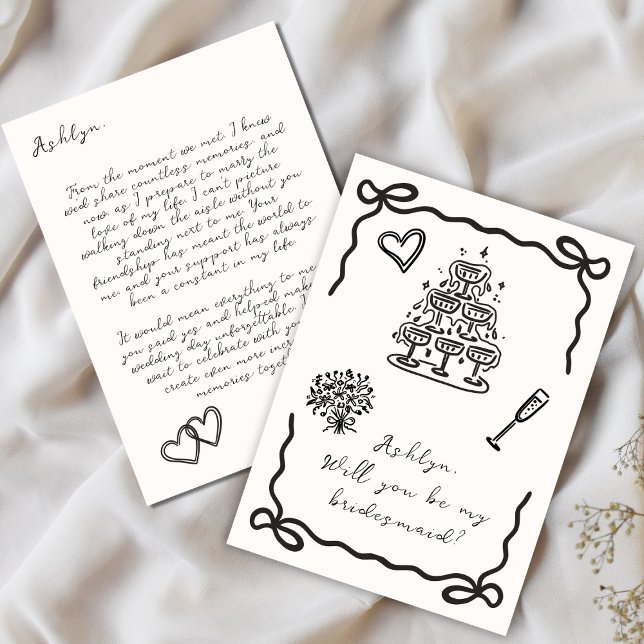 Hand Drawn Bridesmaids Proposal Card for Wedding (Creator Uploaded)