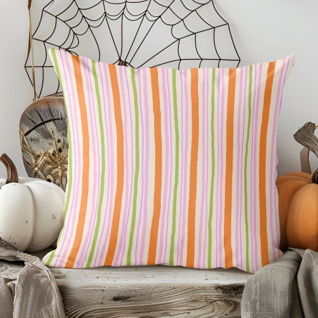 Hand Drawn Bright Fall Striped Cushion (Creator Uploaded)