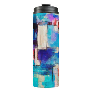 Hand drawn bright painting, background in impressi thermal tumbler
