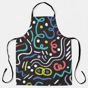 Hand drawn brush. Abstract pattern, zigzags, lines Apron