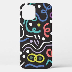Hand drawn brush. Abstract pattern, zigzags, lines iPhone 12 Case