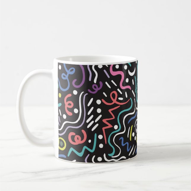 Hand drawn brush. Abstract pattern, zigzags, lines Coffee Mug (Left)