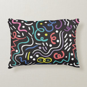 Hand drawn brush. Abstract pattern, zigzags, lines Decorative Cushion