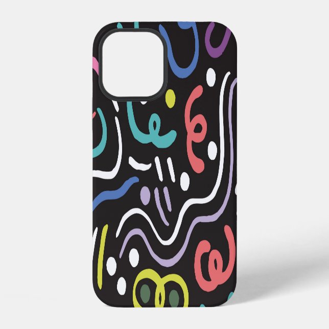 Hand-drawn brush pattern, zigzag lines. iPhone case (Back)