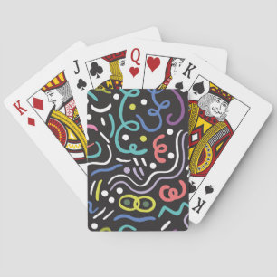 Hand-drawn brush pattern, zigzag lines. playing cards