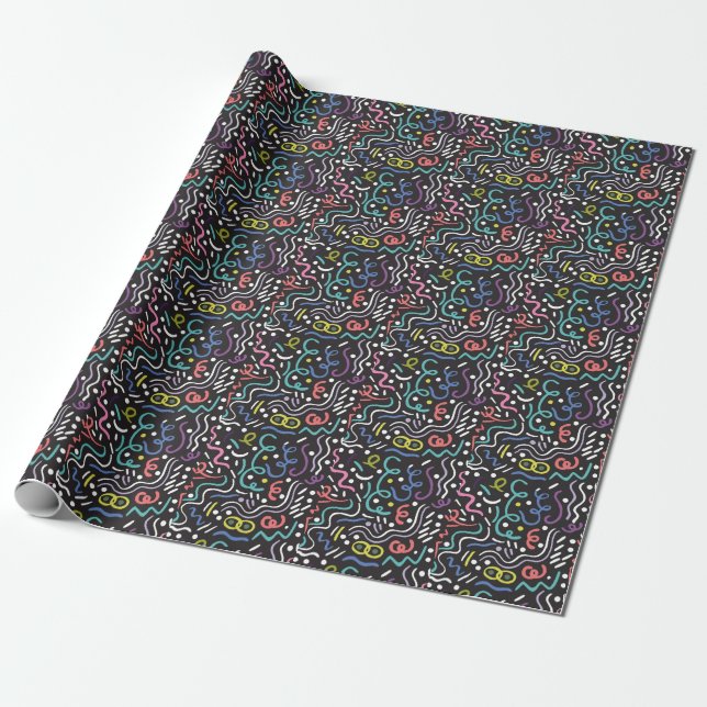 Hand-drawn brush pattern, zigzag lines. wrapping paper (Unrolled)